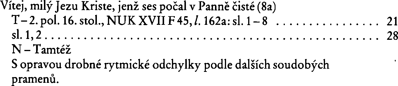 Informace o písni 8a: Vítej, milý Jezu Kriste, jenž ses počal v Panně čisté