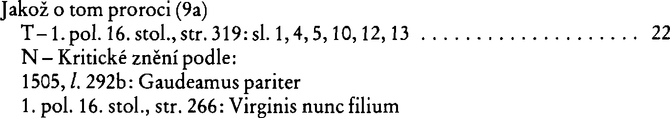 Informace o písni 9a: Jakož o tom proroci