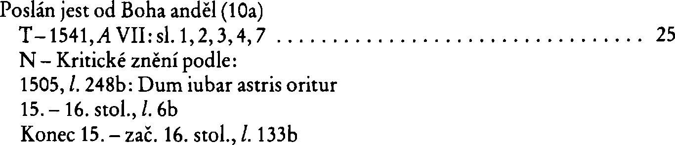 Informace o písni 10a: Poslán jest od Boha anděl