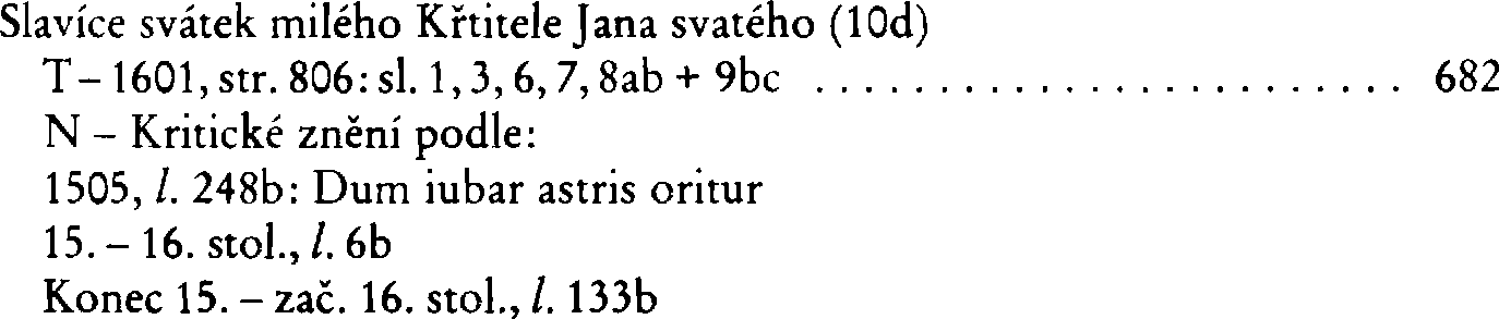 Informace o písni 10d: Slavíce svátek milého Křtitele Jana svatého