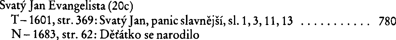 Informace o písni 20c: Svatý Jan Evangelista