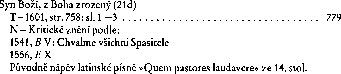 Informace o písni 21d: Syn Boží, z Boha zrozený