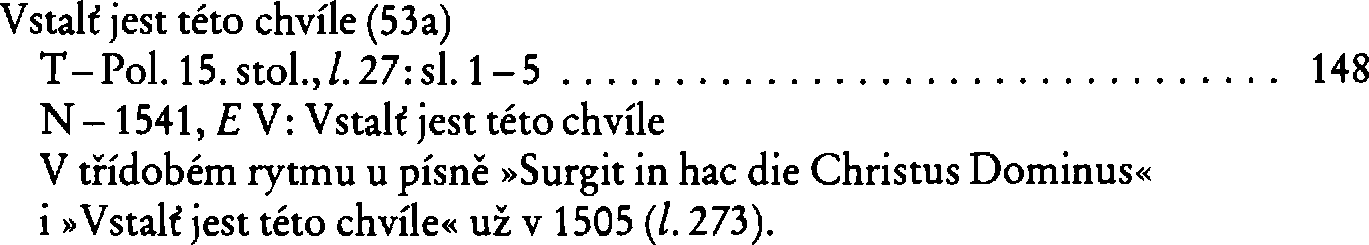 Informace o písni 53a: Vstalť jest této chvíle