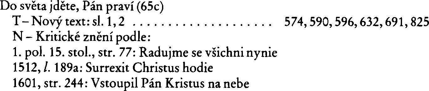 Informace o písni 65c: Do světa jděte, Pán praví
