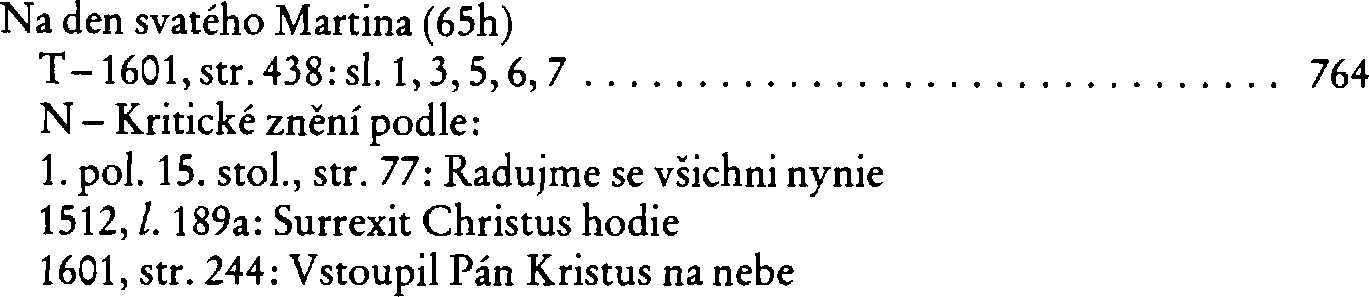 Informace o písni 65h: Na den svatého Martina