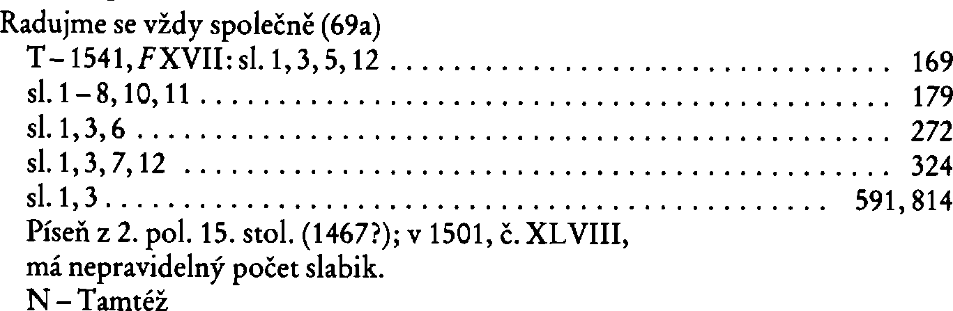 Informace o písni 69a: Radujme se vždy společně