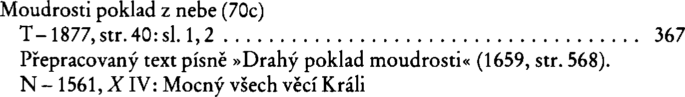 Informace o písni 70c: Moudrosti poklad z nebe