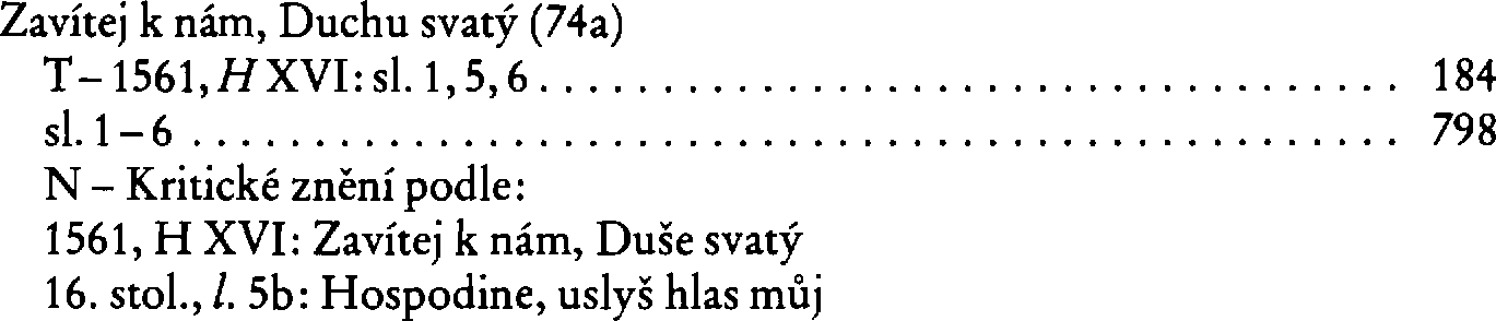 Informace o písni 74a: Zavítej k nám, Duchu svatý