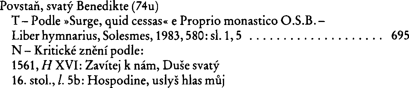 Informace o písni 74u: Povstaň, svatý Benedikte