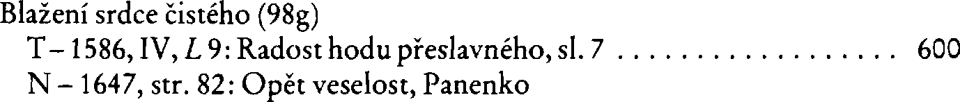 Informace o písni 98g: Blažení srdce čistého