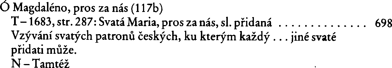 Informace o písni 117b: Ó Magdaléno, pros za nás